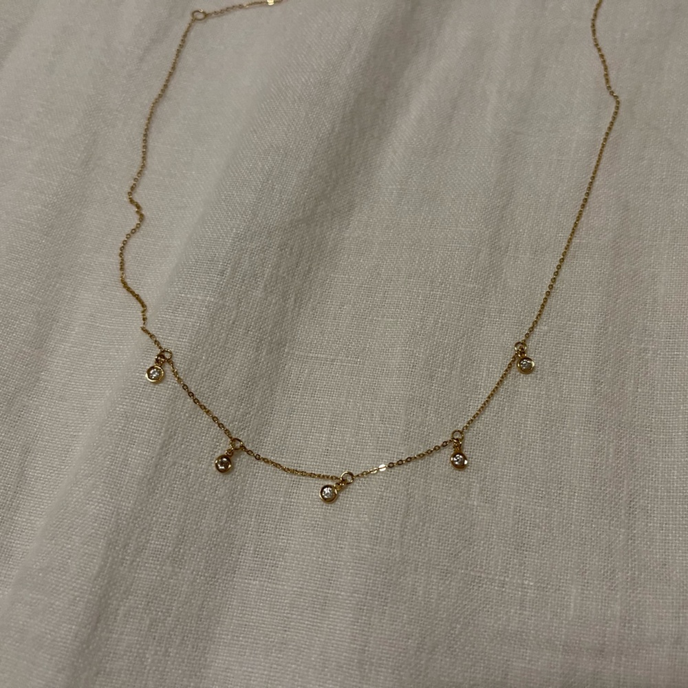 16-inch adjustable diamond bezel necklace